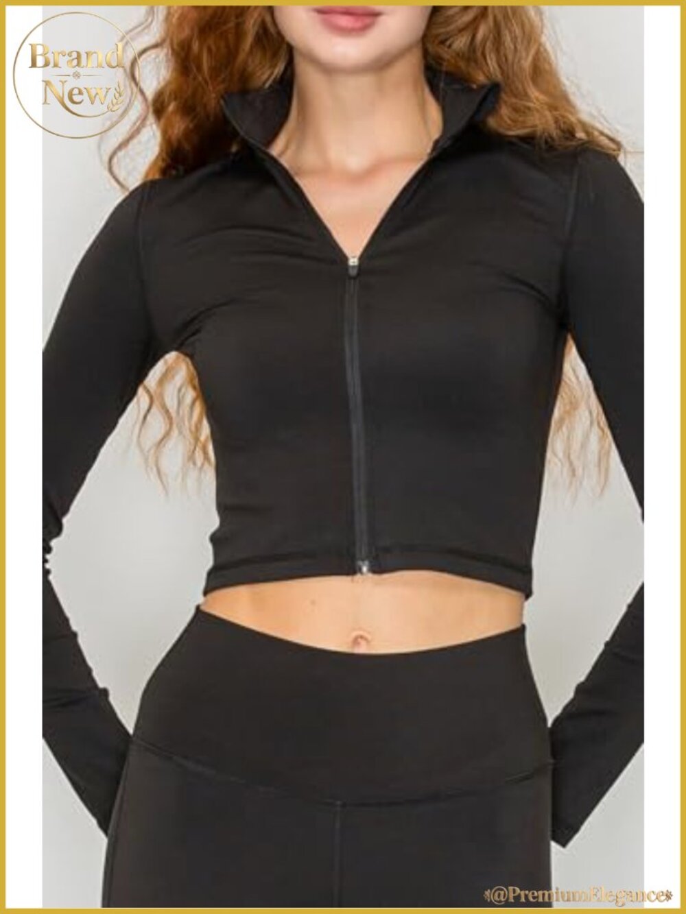 Slim Fit Full Zip Mock Neck Workout Track Jacket Cropped Activewear